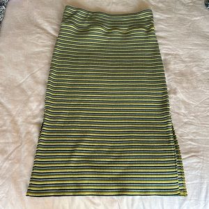 Aerie medium yellow and blue striped pencil skirt with side slit